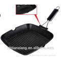 Aluminum nonstick wave skillet grill pan with fold handle
